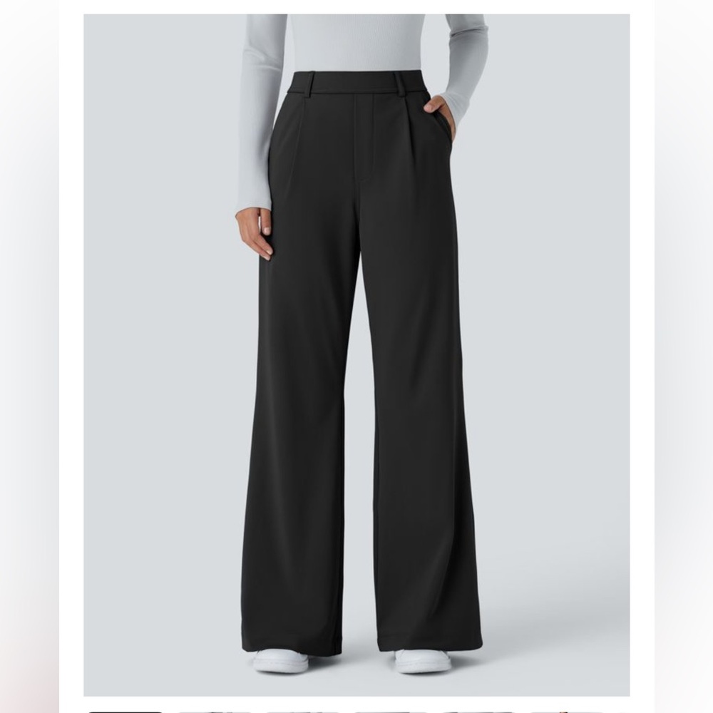 HALARA Black Wide-Leg High-Rise Trousers